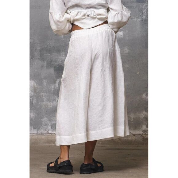 Chicos White Linen Culotte Crop Pant Womens Size 2 Wide Leg Pull On Chicos Sz 00 - Picture 1 of 11